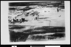 Aerial view of flooded plains, Anaheim, 1938