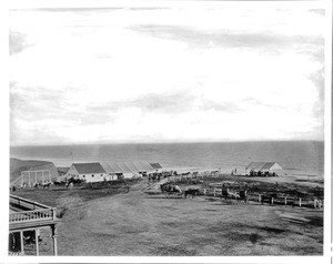 View of the shore at Santa Monica taken from the Old Santa Monica Hotel, ca.1885