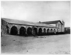 View of the cloister at Mission Santa Inez, 1890