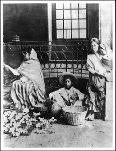 Mexican woman and children in the market, ca.1905