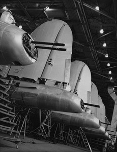 Bombers on an aircraft assembly line in Los Angeles, ca.1950