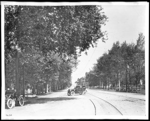 View of a street near the Alameda between Santa Clara Street and San Jose Street, ca.1900