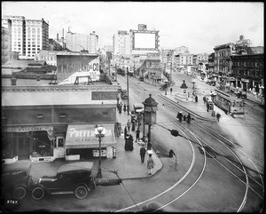 Junction at Main Street, Spring Street, and 9th Street, Los Angeles, ca.1917