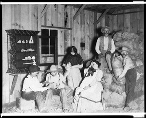 People inside a building at the Kinyon Mine in Randsburg, ca.1898