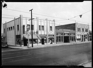 Drugstore, beauty salon, and automotive garage on the 5100 block of Central Avenue, September 1933