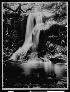 People at Bridal Veil Falls in Lake County, ca.1910