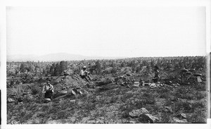 Dr. George Cole party excavating gravesite in Santa Clara cliff dwelling ruins, Paquate Canyon, New Mexico, ca.1895