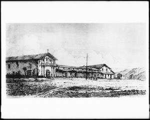 Drawing of Mission San Francisco de Asis (Dolores) by Henry Chapman Ford, ca.1883