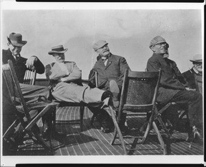 Members of the Sunset Club on the deck of a steamer, ca.1910