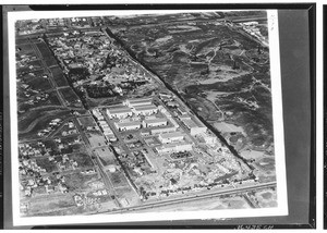 Aerial view of the Twentieth Century Fox movie studio, ca.1935