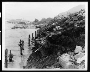 View of flood damage in Studio City, 1938