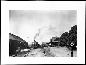 View of the Santa Fe train station in Orange, CA, 1903