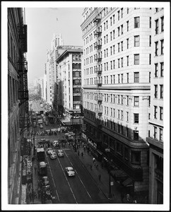 Birdseye view of Fifth Street looking west towards Broadway, ca.1952