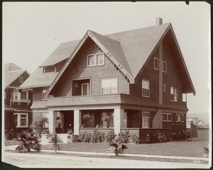 Exterior view of an unidentified Craftsman-style house in Los Angeles