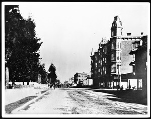 View of Main Street looking north from Fourth Street, Los Angeles, ca.1888-1898