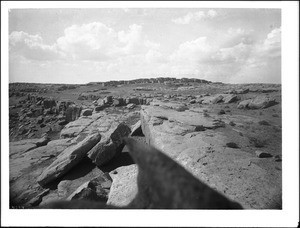 A distant view in the Hopi pueblo of Oraibi from the southwest, Arizona, ca.1898