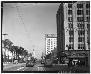 Cars and buildings on Hollywood Boulevard, Hollywood