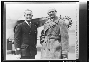 Ernie Smith, chief pilot for Maddox Air Lines, and Captain Einar Paul Lundborg, chief of the Swedish Air Force, ca. 1929