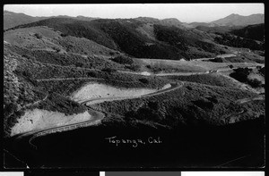 Birdseye view of a road in Topanga Canyon, ca.1920