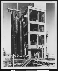 Exterior view of the Shell Oil Company, showing a concrete building, ca.1940