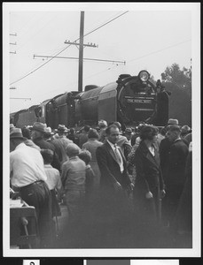 Crowd near the locomotive "The Royal Scot," circa 1930