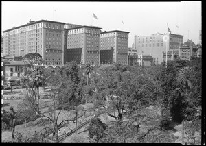 View of the Biltmore hotel and Pershing Square