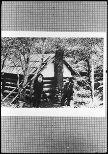 Brothers Jason and Owen Brown at their cabin on Brown's Trail, Sierra Madre Mountains, ca.1890