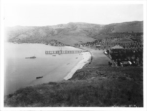 View of the Catalina Harbor Isthmus, showing the wharf and Dr. White's house