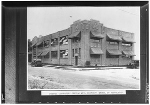 Exterior view of the Deshell Laboratory, manufacturers of petrolagar, within the Central Manufacturing District