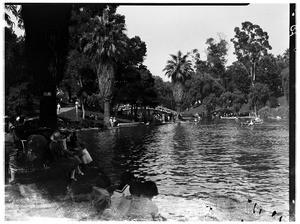 People by the lake in Hollenbeck Park