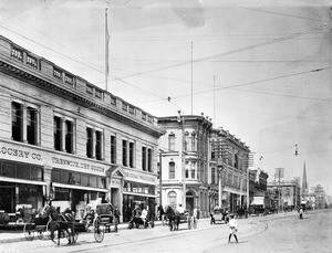 View of State Street in Santa Barbara showing the Diehl Grocery Co., California, ca.1905