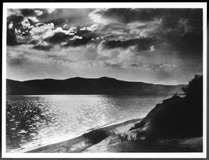 View of the Salton Sea at sunset, Riverside County, southern California, ca.1920-1930