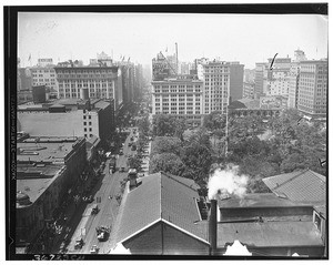 Panorama of Los Angeles buildings east of Pershing Square, ca.1920-1929