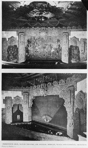 Two views of the proscenium arch in the Mayan Theater, ca.1925