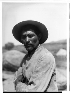 Coahuilla Indian man with a moustache, ca.1900