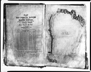 Map plate of San Pascal Rancho, Pasadena, September 1858