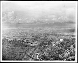 Birdseye view Pasadena and the Los Angeles Basin from Echo Mountain, ca.1920
