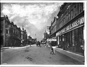 Looking west on Second Street in Pomona, ca.1895-1896