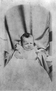 Portrait of baby Mary Josephine Potter, the first white child born in Santa Monica, 1876