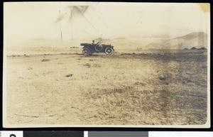 Neil Sheridan in a parked car near the foothills of the Sierra Nevada Mountains, October 8, 1891