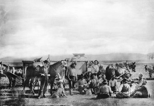 Grain ranch workers having lunch