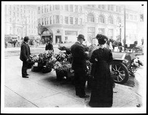 Flower vendor near Market Street, San Francisco, ca.1910