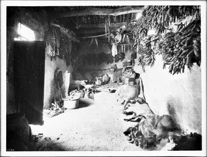 Interior of a Hopi Indian house at Oraibi, Arizona, ca.1900