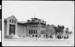 Two blocks and modern school buildings at Las Vegas