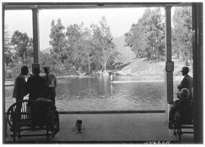 Jewell Teegardin and Beatrice Williams fishing at Rainbow Angling Club, Azusa, October 1930