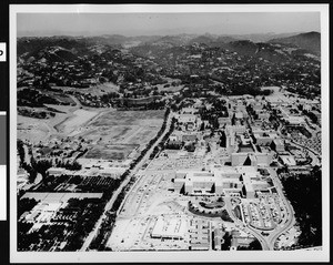 Aerial view of the UCLA campus from the south, ca.1955