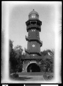 Oakland residence of F. M. Smith, showing the observation tower, ca.1910