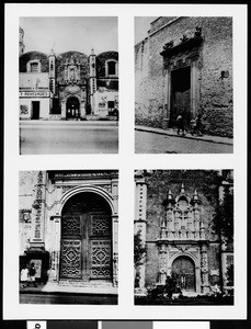 Mexican architecture, a series of 4 views showing various street scenes in Mexico