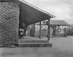 Exterior view of Gil Ybarra's headquarters at his ranch, Rancho Rincon de la Brea, in Puente Hills, south of Walnut, ca.1900