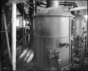 Interior of a beet sugar factory showing carbonators